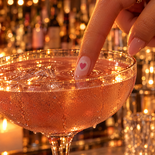 Dipping the sticker into a drink