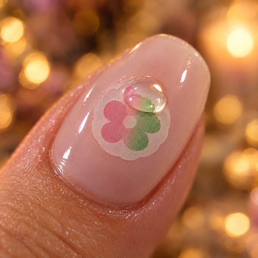 Macro shot of the sticker mid-reaction
